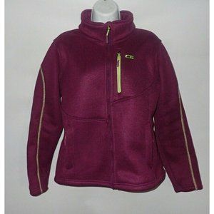 CB Sports Jacket Women L Purple Zip Heavy Thermal Knit Fleece Lined Casual Athle
